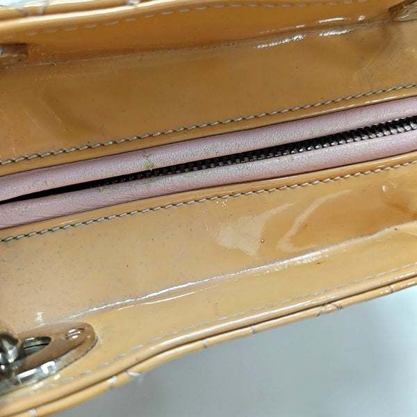 Authenticated pre-owned Lady Dior Large Cannage Patent Leather Yellow - Tote Bag at Looply