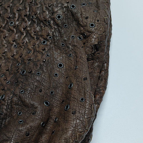 Ostrich Top Handle Bag Brown