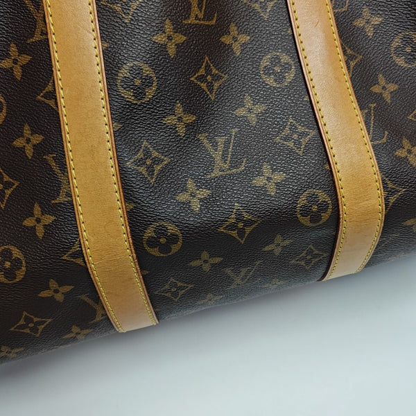 KEEPALL 55 Monogram Coated Canvas Brown