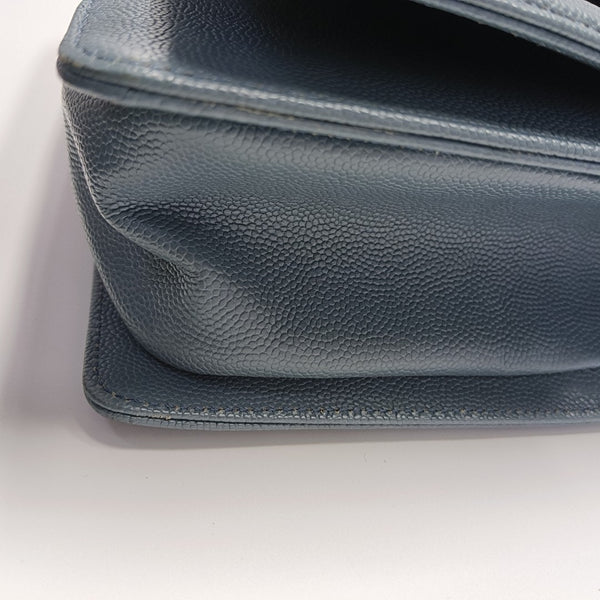 BOY CHANEL Medium Quilted Grained Calfskin Blue
