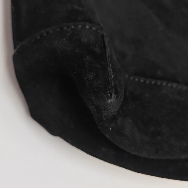 Suede Top Handle Bag Black