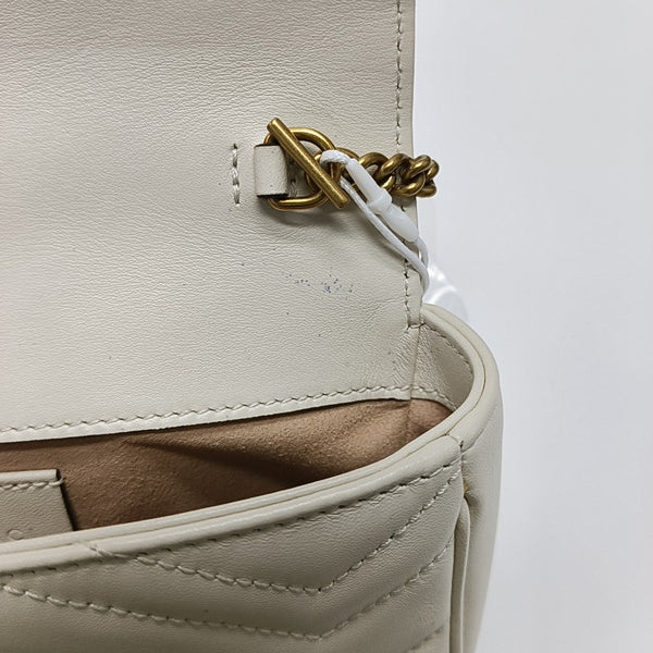 GG Marmont Mini Quilted Calfskin White