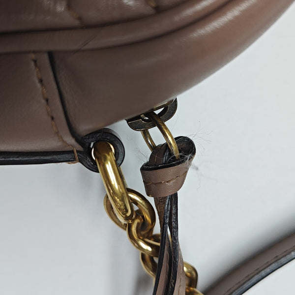 GG Marmont Small Quilted Calfskin Beige