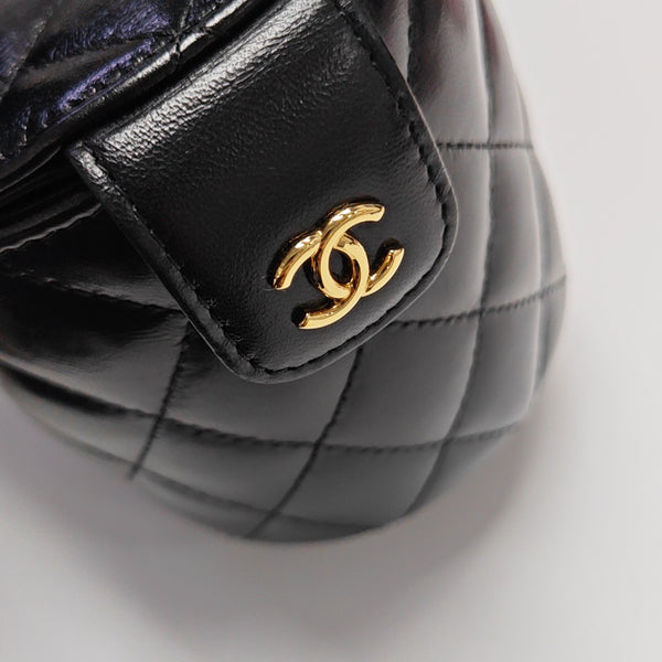 Quilted Calfskin Top Handle Bag Black