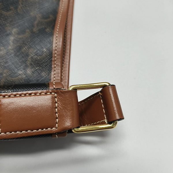 Authenticated pre-owned TRIOMPHE CANVAS Medium Coated Canvas Brown - Bucket Bag at Looply