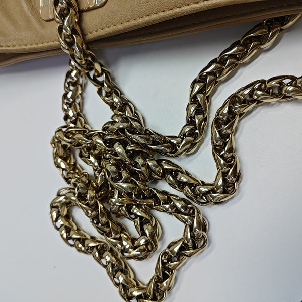 Cannage Calfskin Top Handle Bag Beige