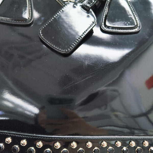 Patent Leather Top Handle Bag Black