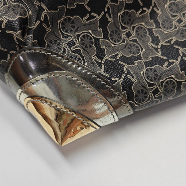 Coated Canvas Top Handle Bag Gray