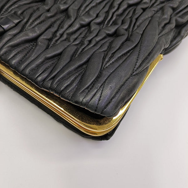 Quilted Lambskin Top Handle Bag Black