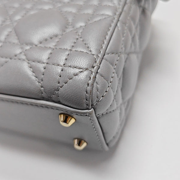 Lady Dior Mini Cannage Lambskin Silver