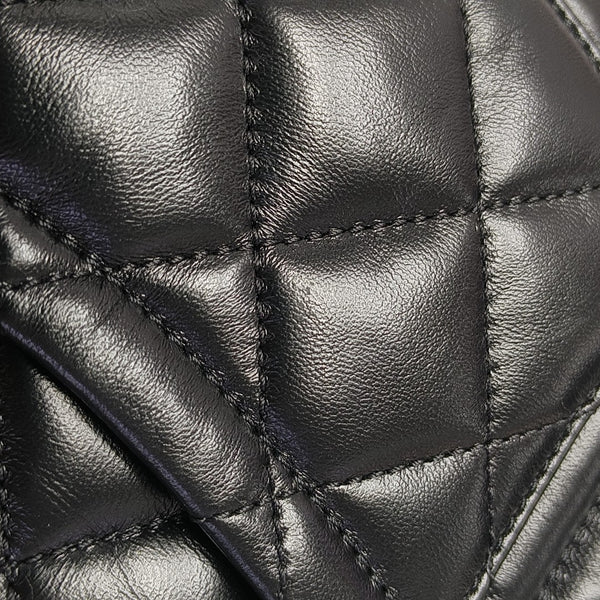 Quilted Lambskin Shoulder Bag Black