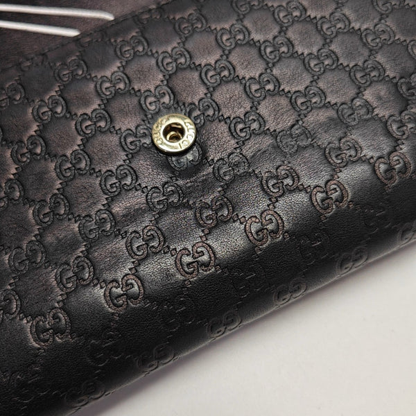 Microguccissima Monogram Calfskin Black Wallet