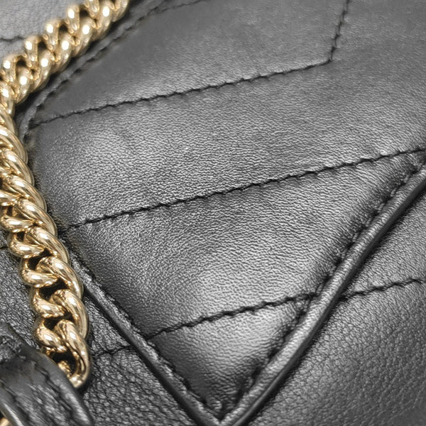 Chevron Calfskin Shoulder Bag Black