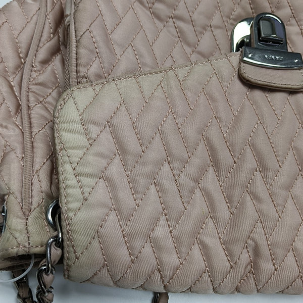 Quilted Nylon Shoulder Bag Pink