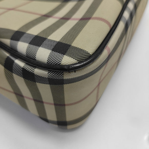 Coated Canvas Top Handle Bag Beige