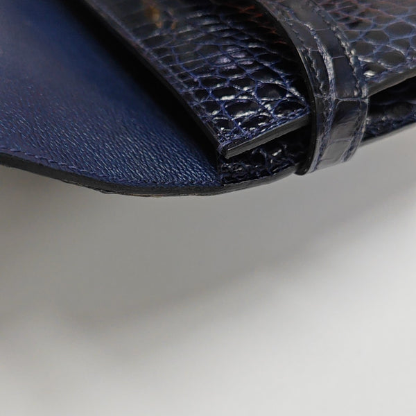 Kelly 20 Shiny Porosus Crocodile Blue Wallet