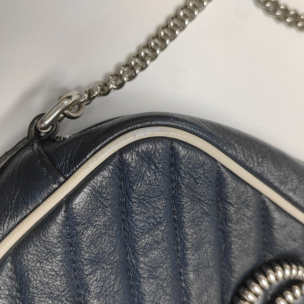GG Marmont Small Quilted Calfskin Blue