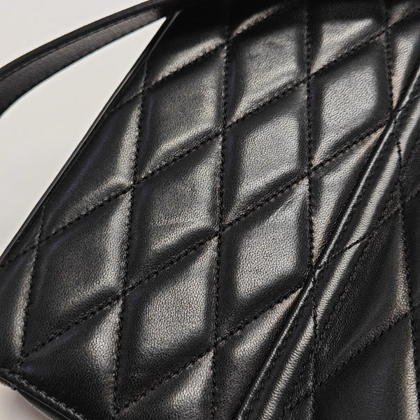 Quilted Lambskin Shoulder Bag Black