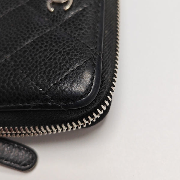 Quilted Grained Calfskin Wallet Black