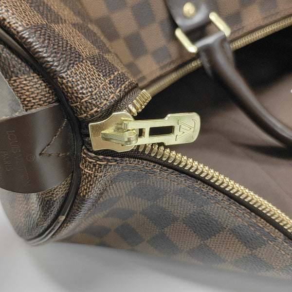 KEEPALL 50 Damier Ebene Coated Canvas Brown