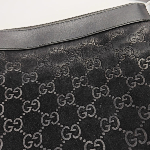Monogram Suede Shoulder Bag Black