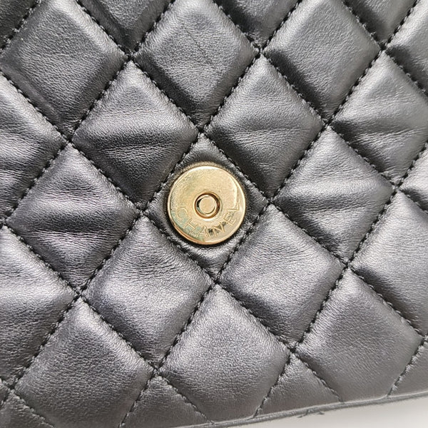 Quilted Lambskin Top Handle Bag Black