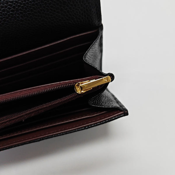 CLASSIC FLAP Mini Quilted Grained Calfskin Black Wallet