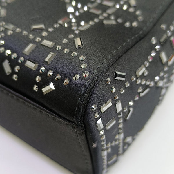 Lady Dior Mini Cannage Silk Satin Black