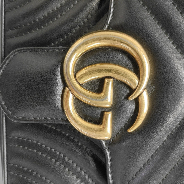 GG Marmont Small Quilted Calfskin Black