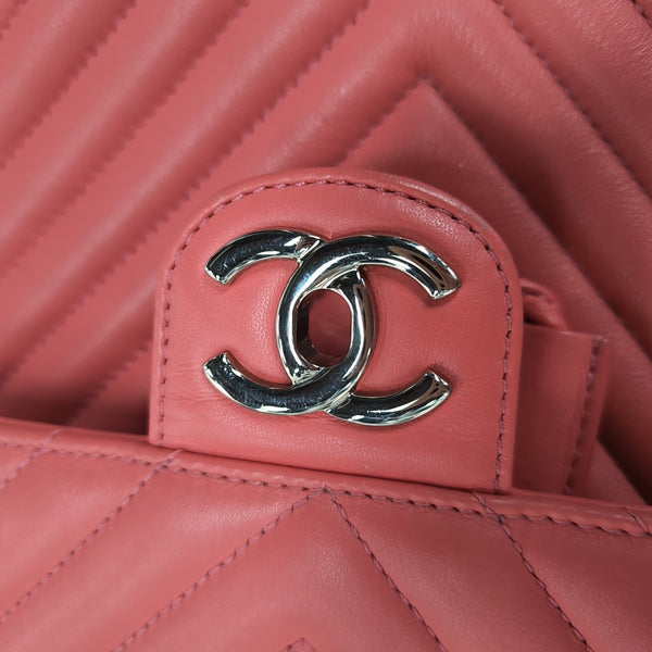 Chevron Calfskin Backpack Pink