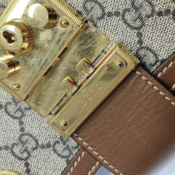 Padlock Small Monogram Coated Canvas Beige