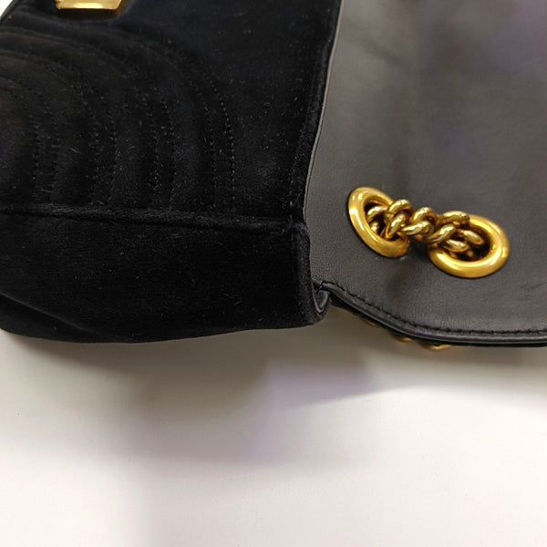 GG Marmont Medium Quilted Velvet Black