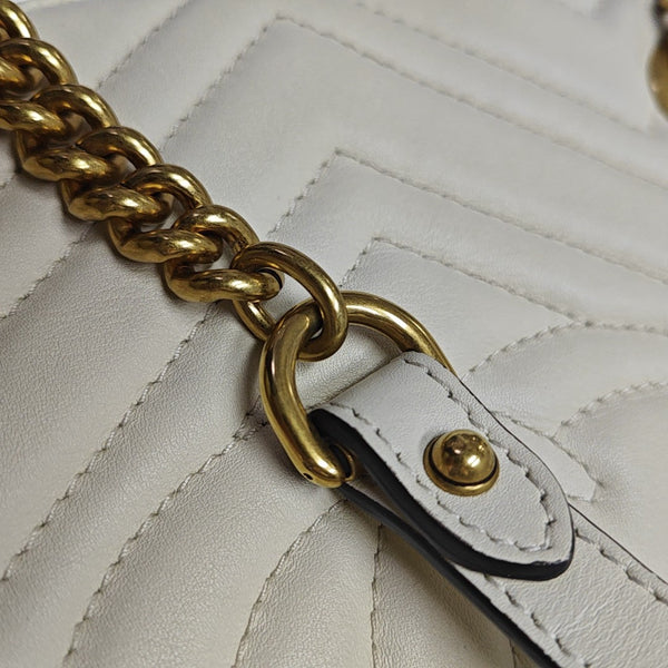 GG Marmont Medium Quilted Calfskin White