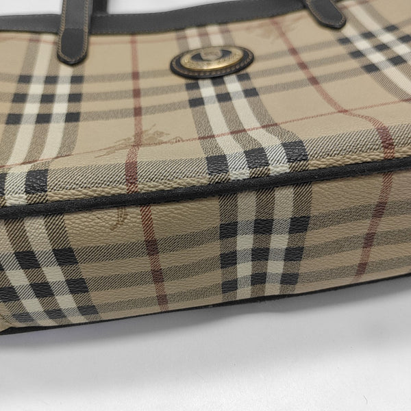 Coated Canvas Top Handle Bag Brown