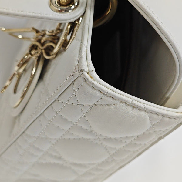 Lady Dior Small Cannage Lambskin White