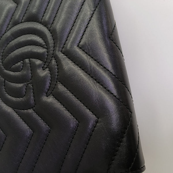 GG Marmont Mini Chevron Calfskin Black