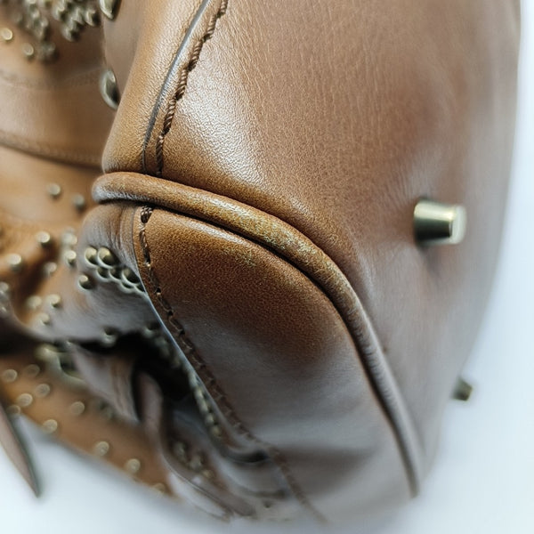 Calfskin Top Handle Bag Brown