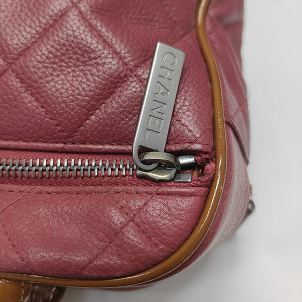 BOWLER Small Quilted Grained Calfskin Red