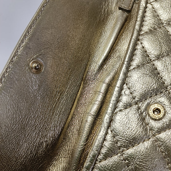 Quilted Calfskin Top Handle Bag Gold