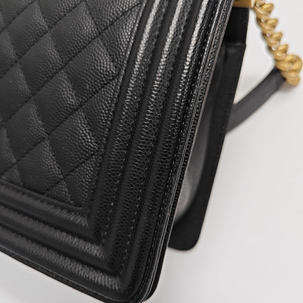 BOY CHANEL Medium Quilted Grained Calfskin Black