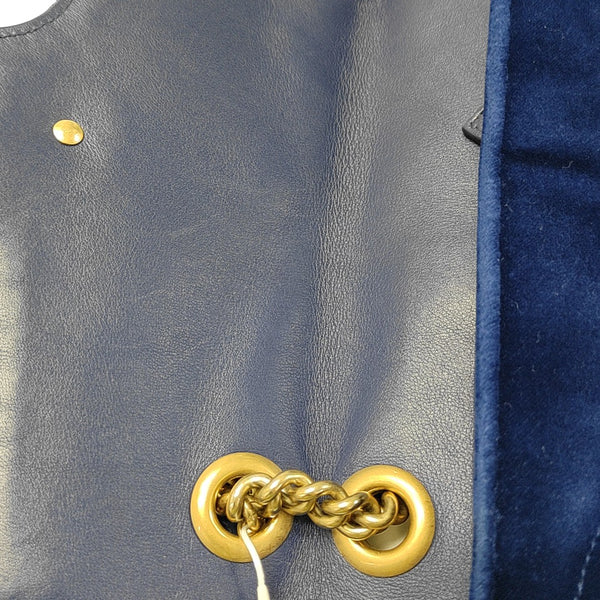 GG Marmont Medium Quilted Velvet Blue