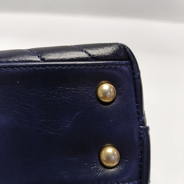 COCO HANDLE Small Chevron Calfskin Blue