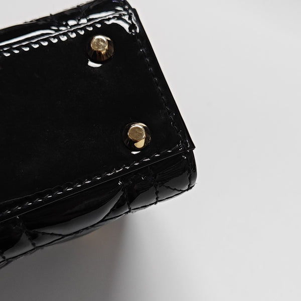 Lady Dior Mini Quilted Patent Leather Black