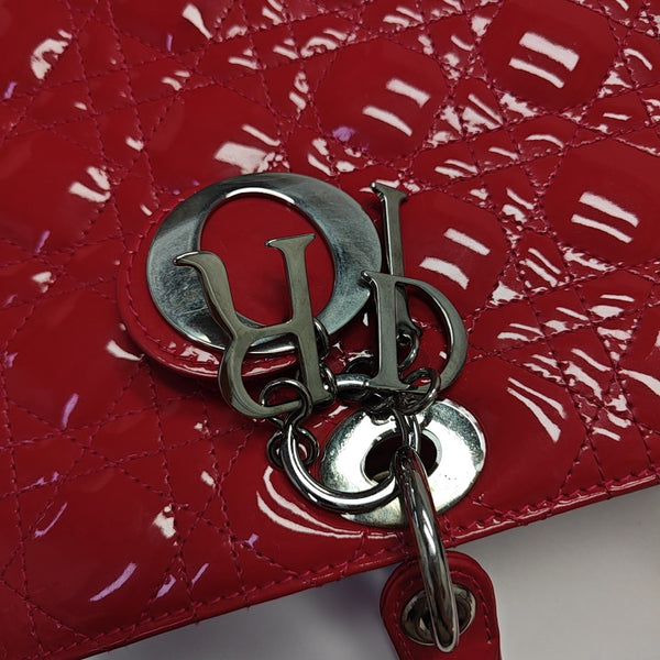 Lady Dior Large Cannage Patent Leather Red