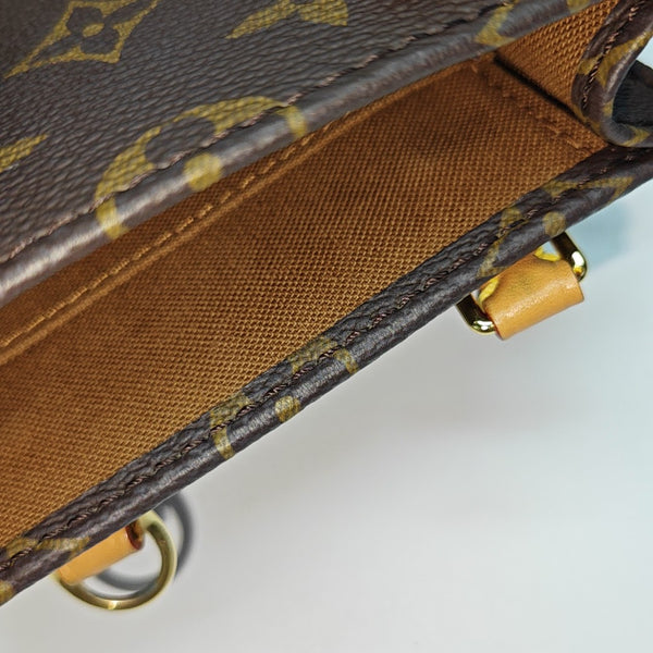 SAC PLAT Mini Monogram Coated Canvas Brown