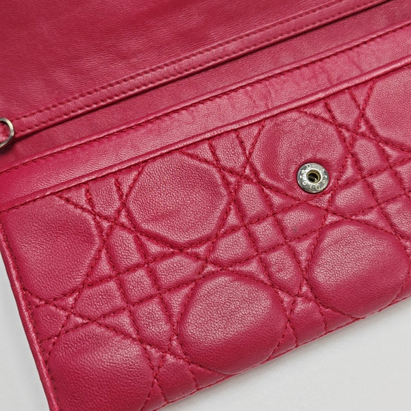 Lady Dior Small Cannage Lambskin Pink Wallet
