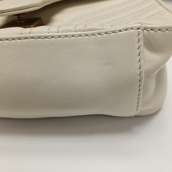 GG Marmont Mini Quilted Calfskin White