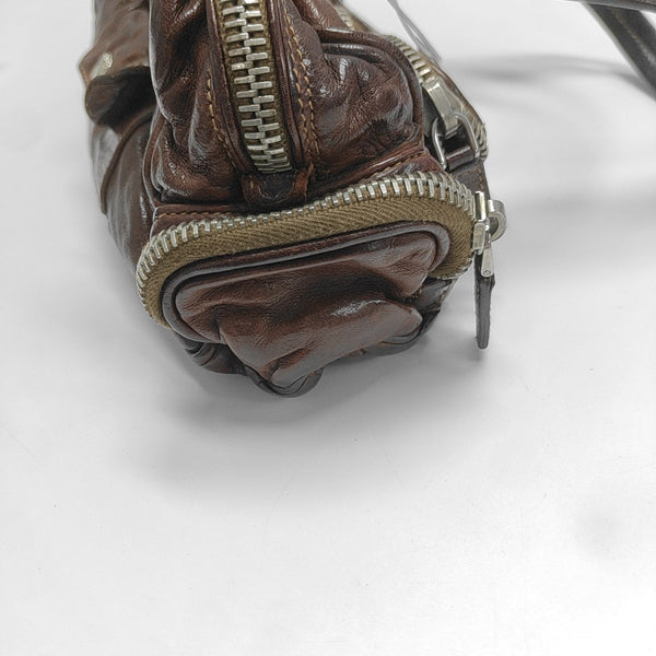 Leather Top Handle Bag Brown