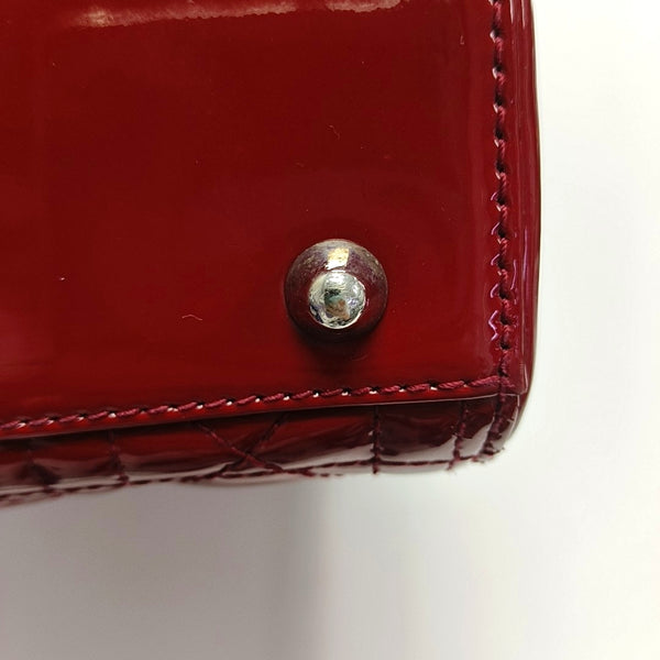 Lady Dior Large Cannage Patent Leather Red