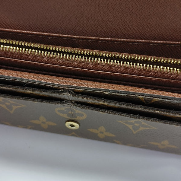SARAH Monogram Coated Canvas Brown Wallet